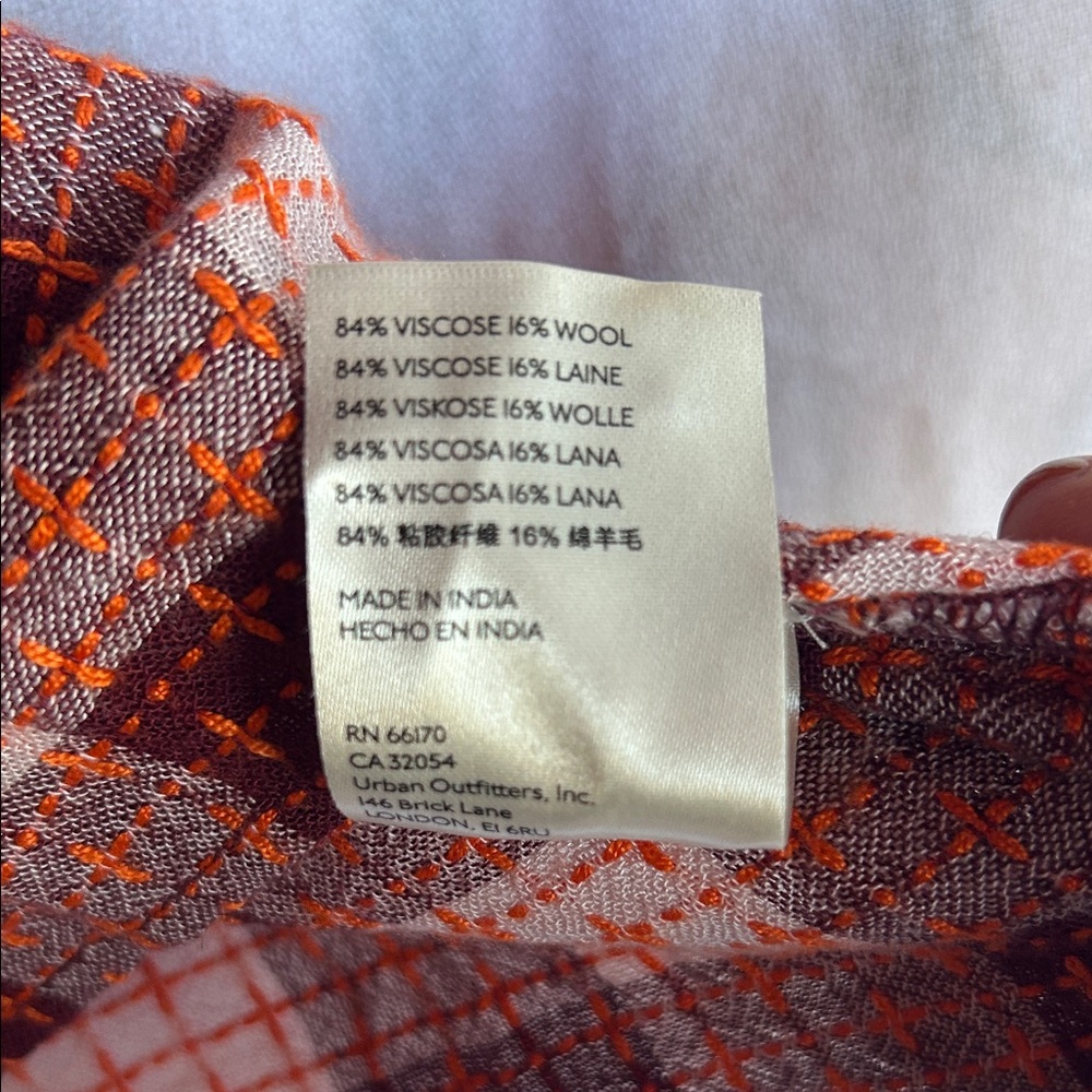 Anthropologie Burgundy and Cream Plaid Blouse - Picture 7 of 8